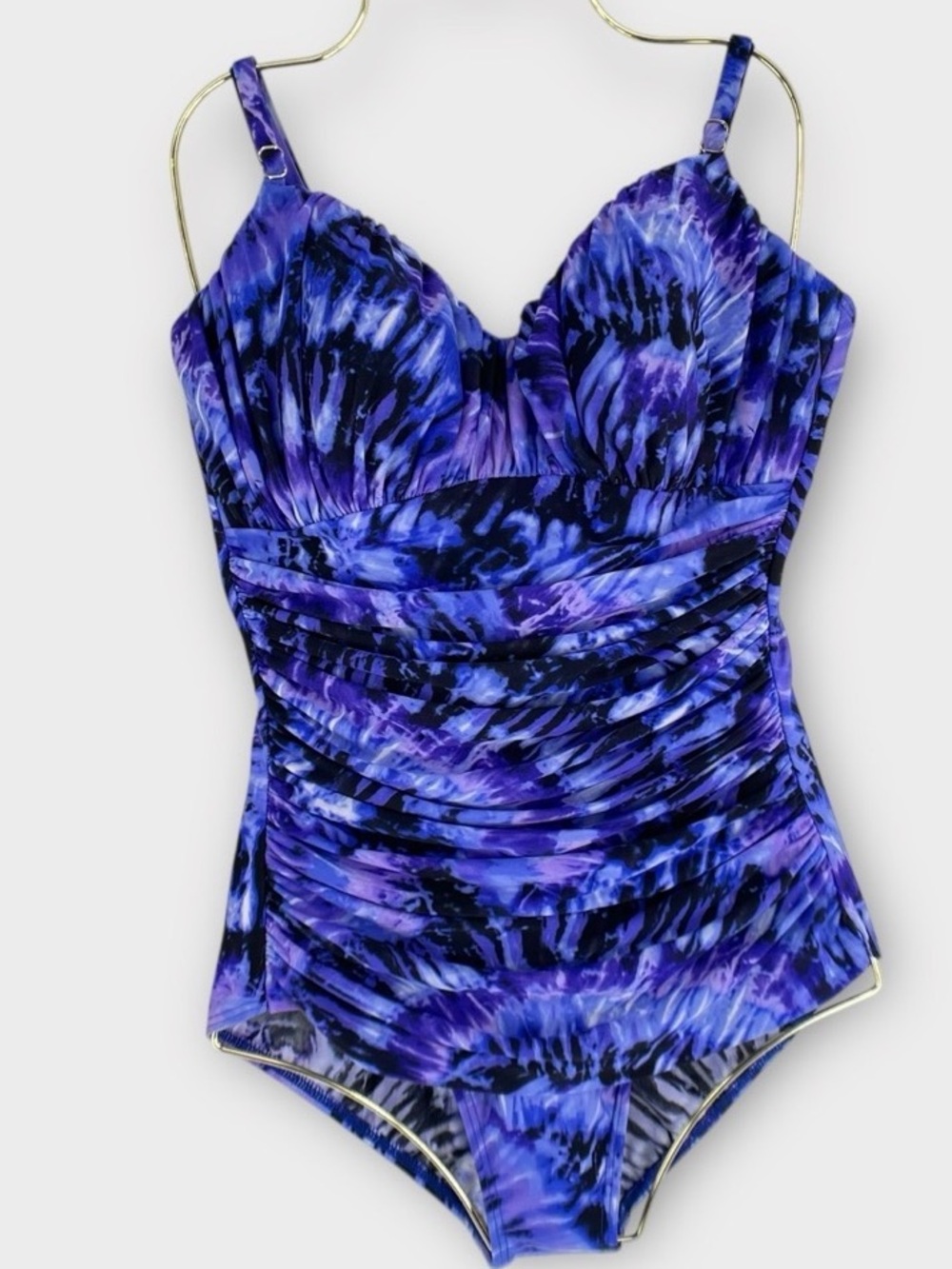 MIIRACLESUIT RALITO PURPLE EGGPLANT TIE DYE ONE PIECE UNDERWIRE SWIMSUIT SIZE 14